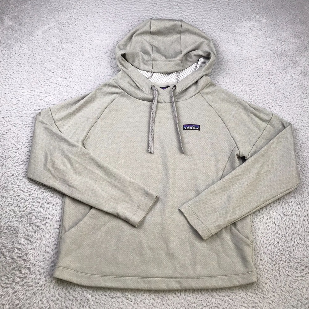 Patagonia‎ Quiet Ride Hoody Womens M Gray Performance Pullover Sweater *Flaw